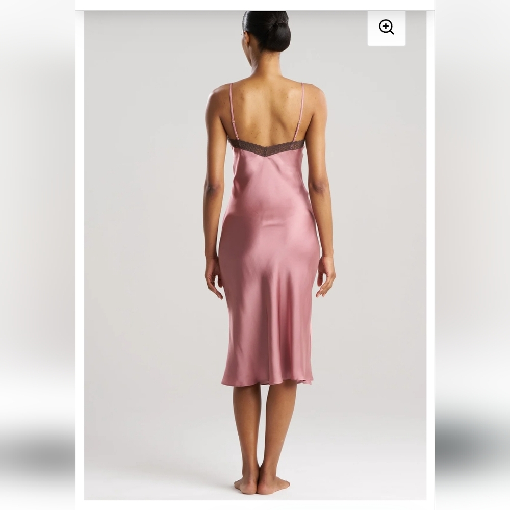 NATORI EDIT ASHLEY ICON LACE SLIP MIDI DRESS IN TEA PINK SSIZE LARGE - Picture 3 of 10